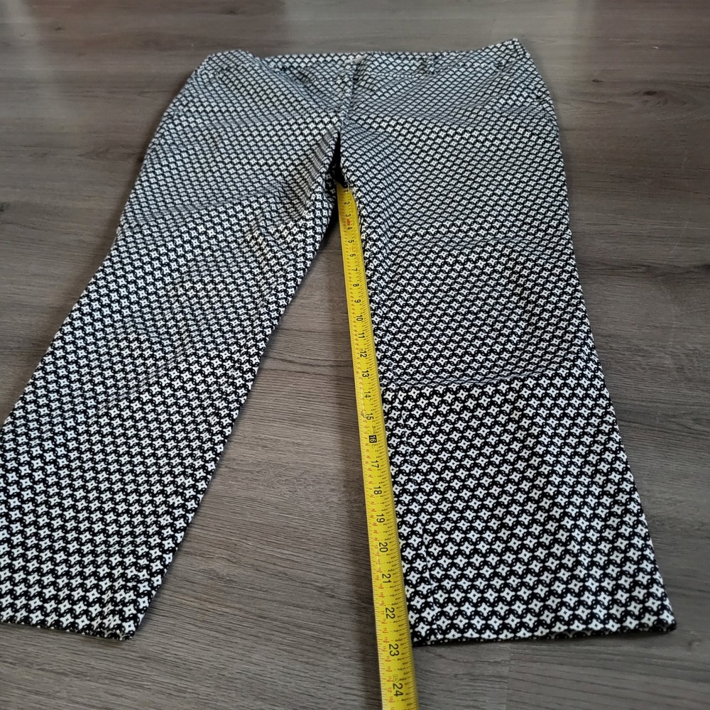 LOFT Outlet Modern Skinny Ankle Pants Black White Geometric Diamond Print 16 - Picture 6 of 7